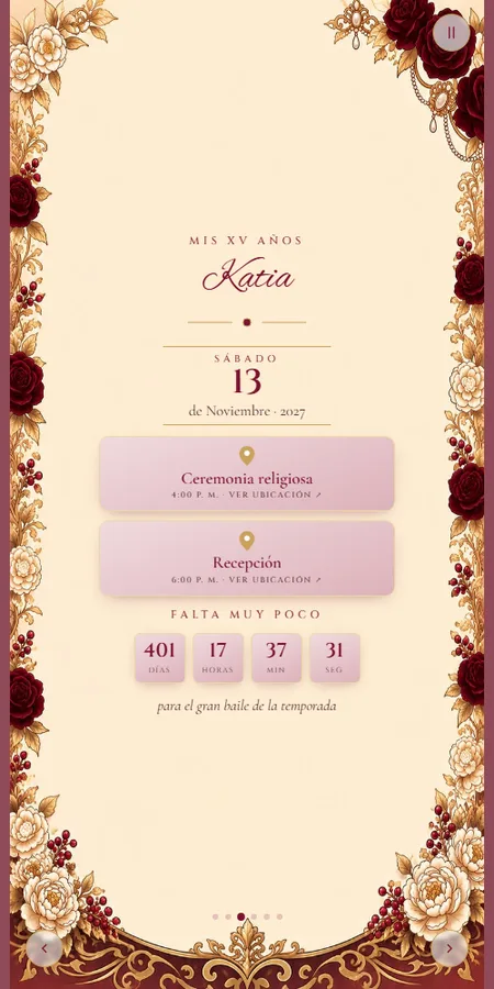 Interior de la invitación Diamante de la Temporada