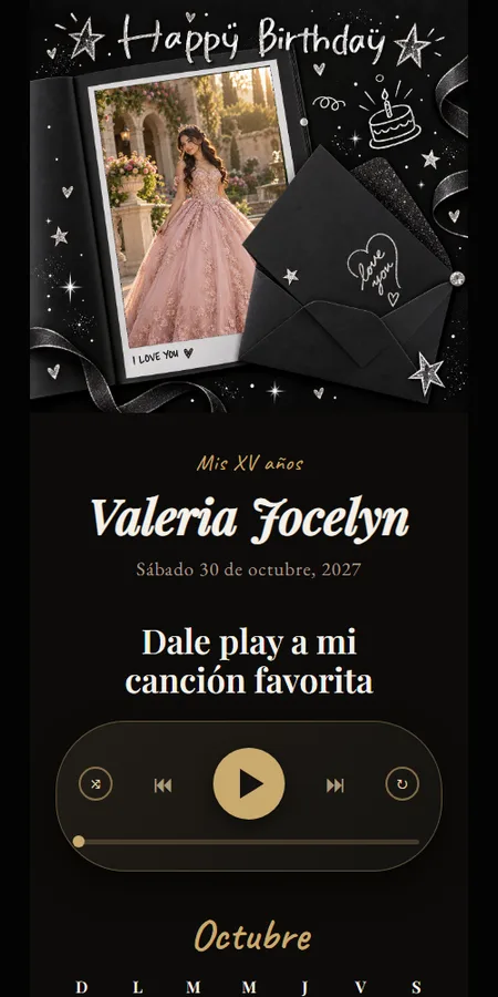 Interior de la invitación Noche de Gala