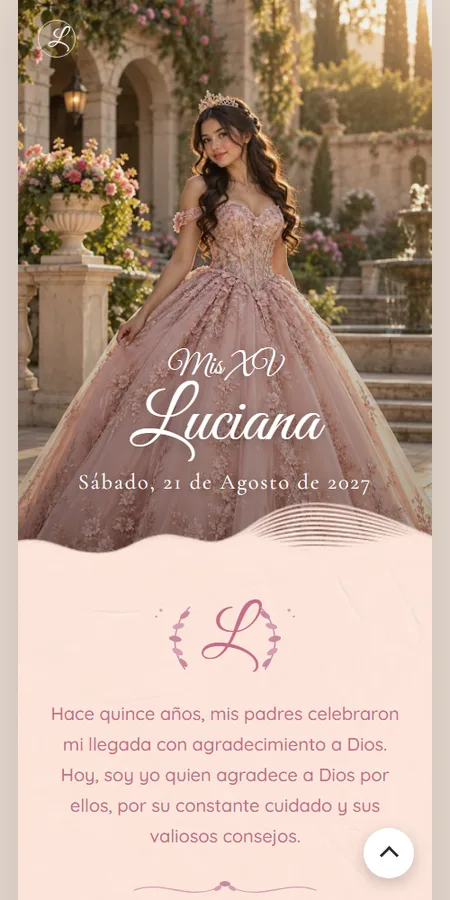 Interior de la invitación Rosa Moderno